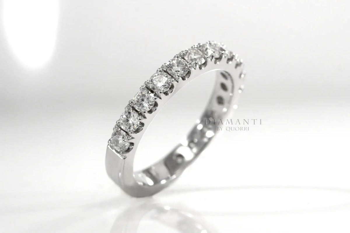 designer white gold 1.00 carat lab grown diamond wedding band Quorri Canada