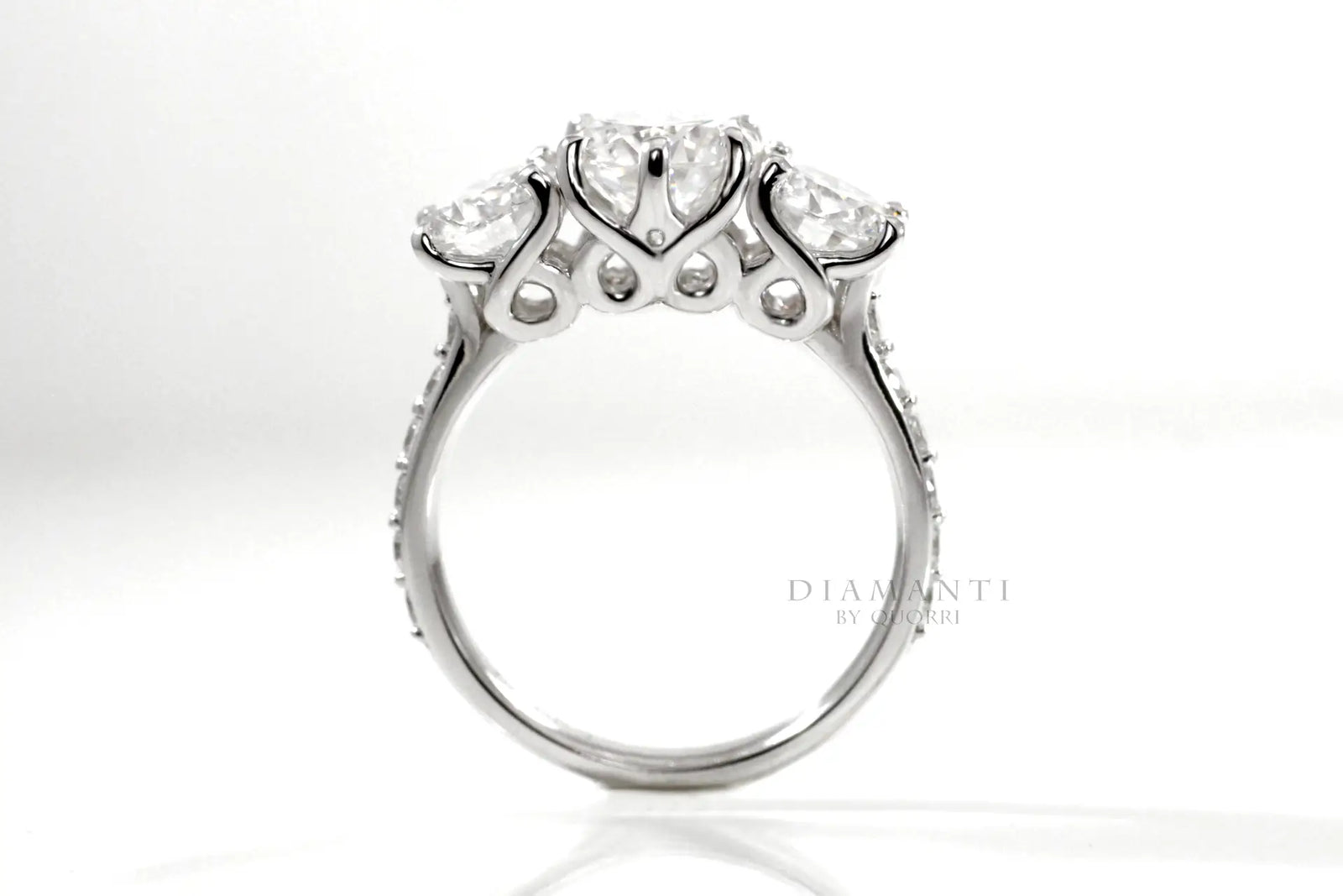 affordable three stone 3ct.tw Platinum lab diamond engagement ring Quorri