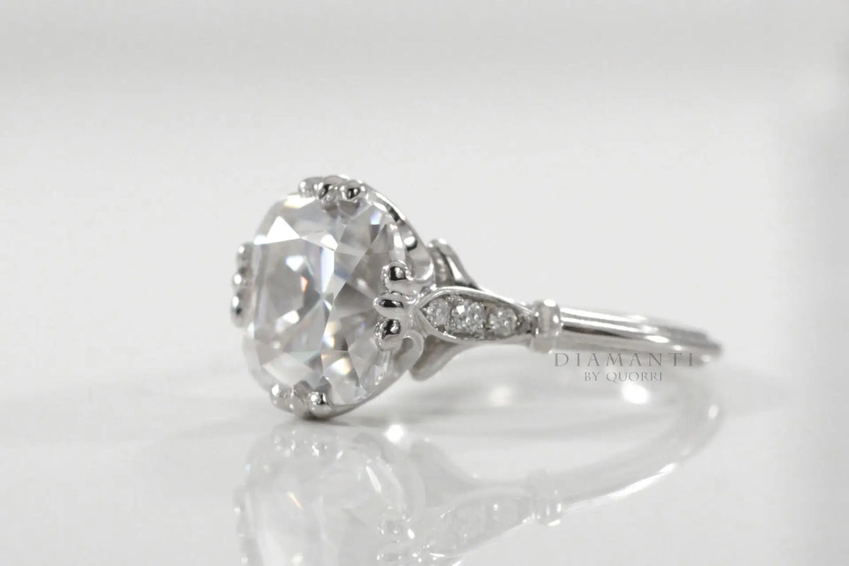 affordable antique vintage claw prong 2ct cushion lab diamond engagement ring Quorri