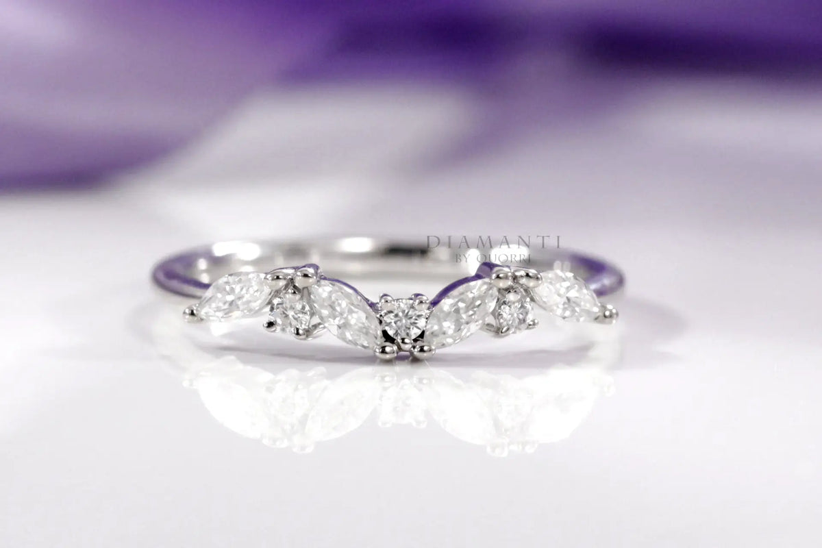 designer marquise and round lab diamond wedding band Quorri