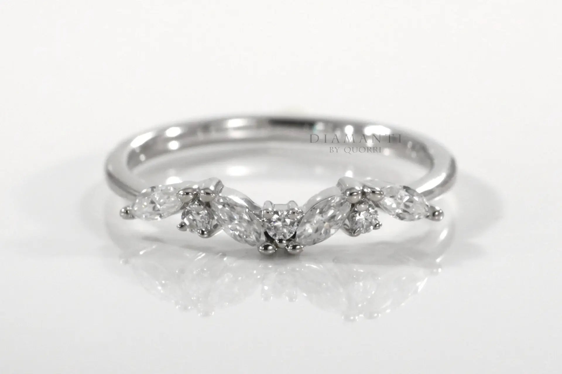 platinum designer marquise and round lab diamond wedding band Quorri