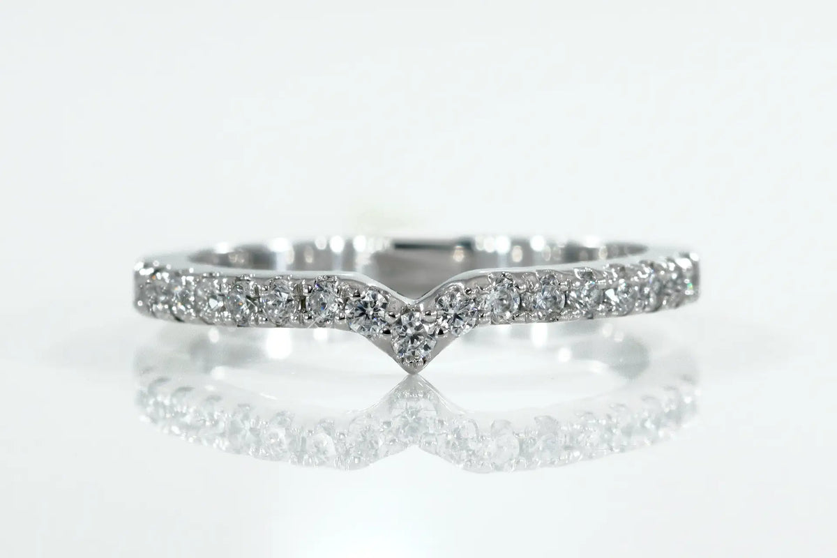 affordable crescent 14k white gold round brilliant lab diamond wedding band Quorri