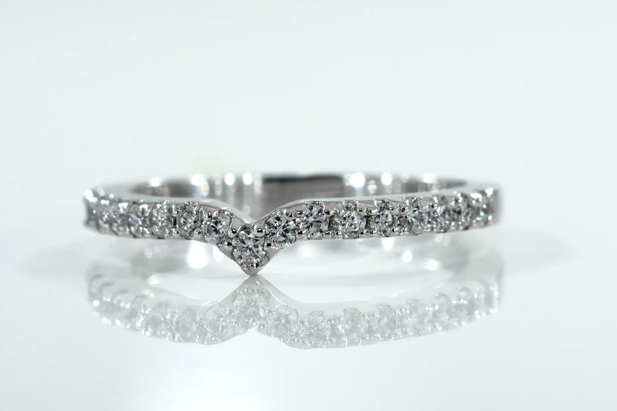 affordable crescent 18k white gold round brilliant lab grown diamond wedding band Quorri