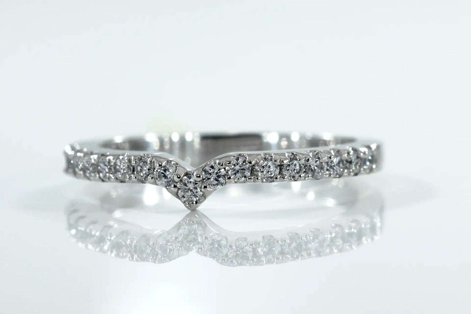 affordable crescent 18k white gold round brilliant lab grown diamond wedding band Quorri