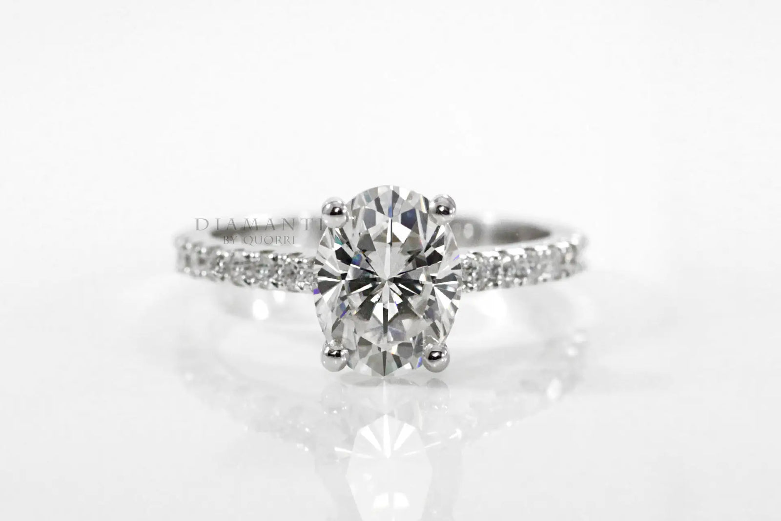 affordable accented oval lab diamond engagement ring Quorri