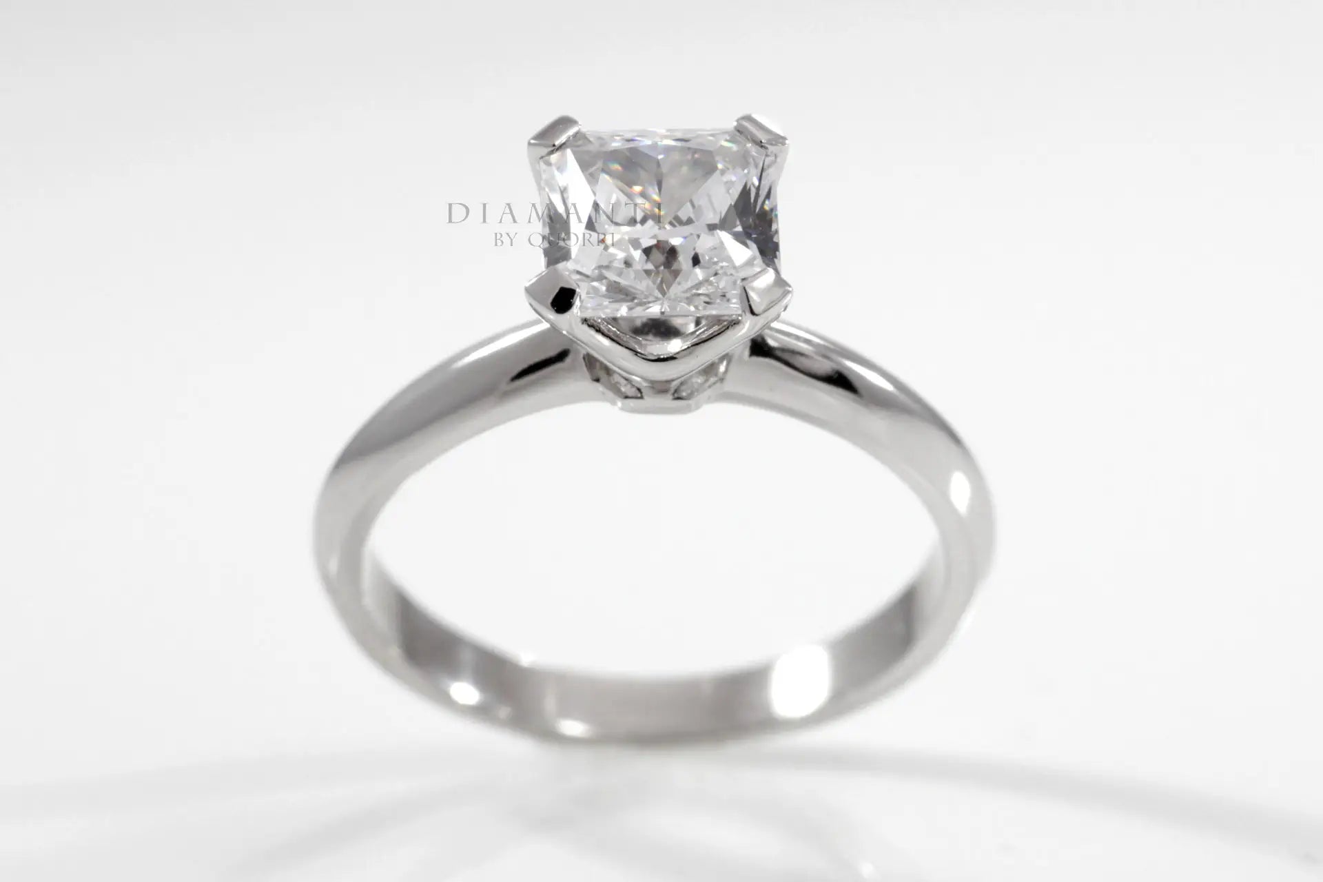 affordable white gold princess lab diamond solitaire engagemrent ring Quorri