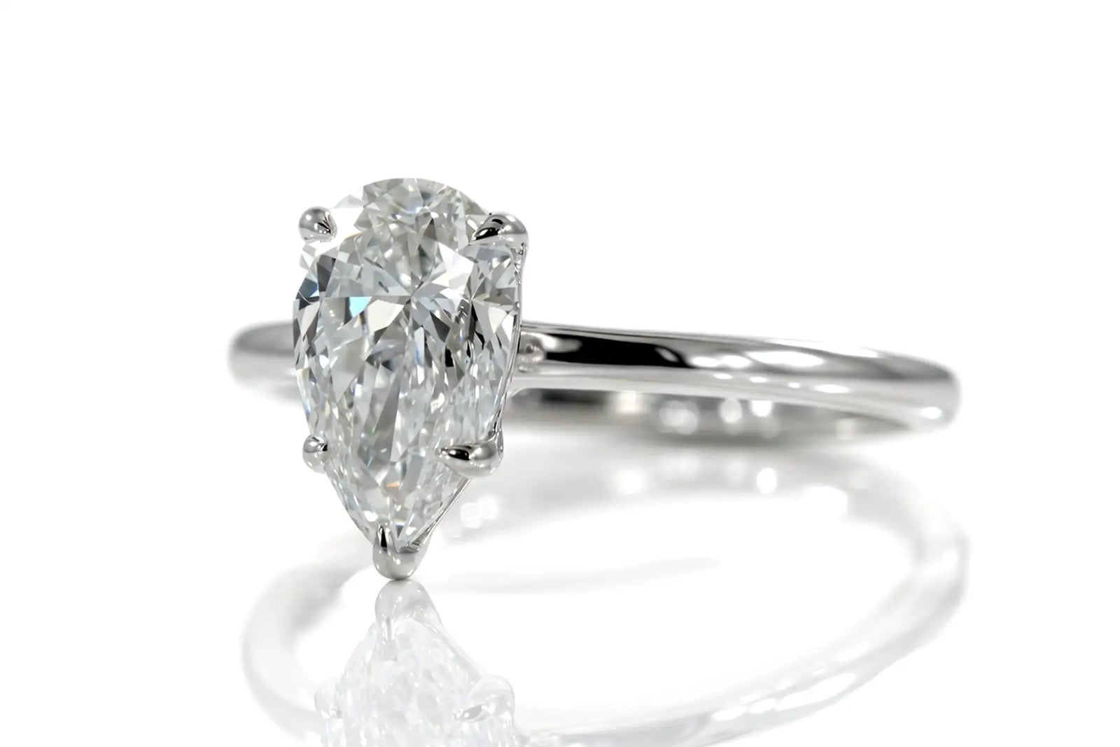 14k White Gold 1.50 carat pear lab grown diamond solitaire engagement ring Quorri