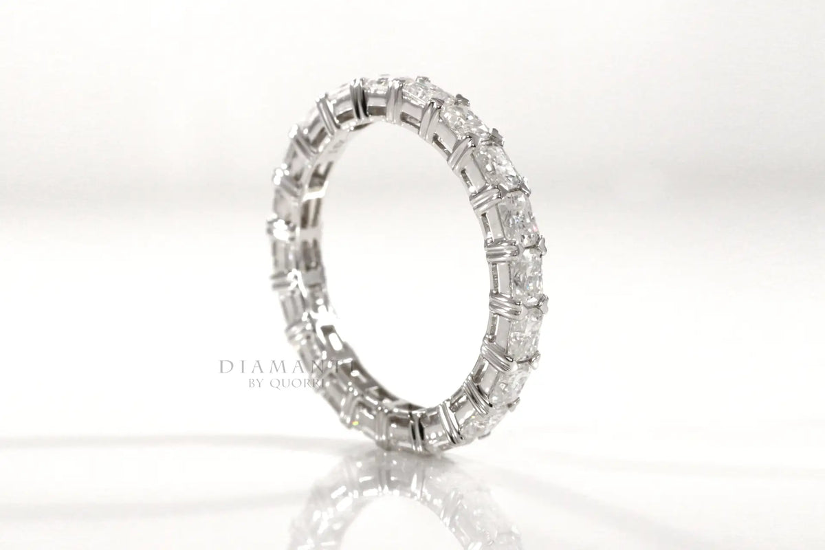 designer 18k white gold 3 carat lab grown diamond eternity wedding and anniversary band Quorri Canada