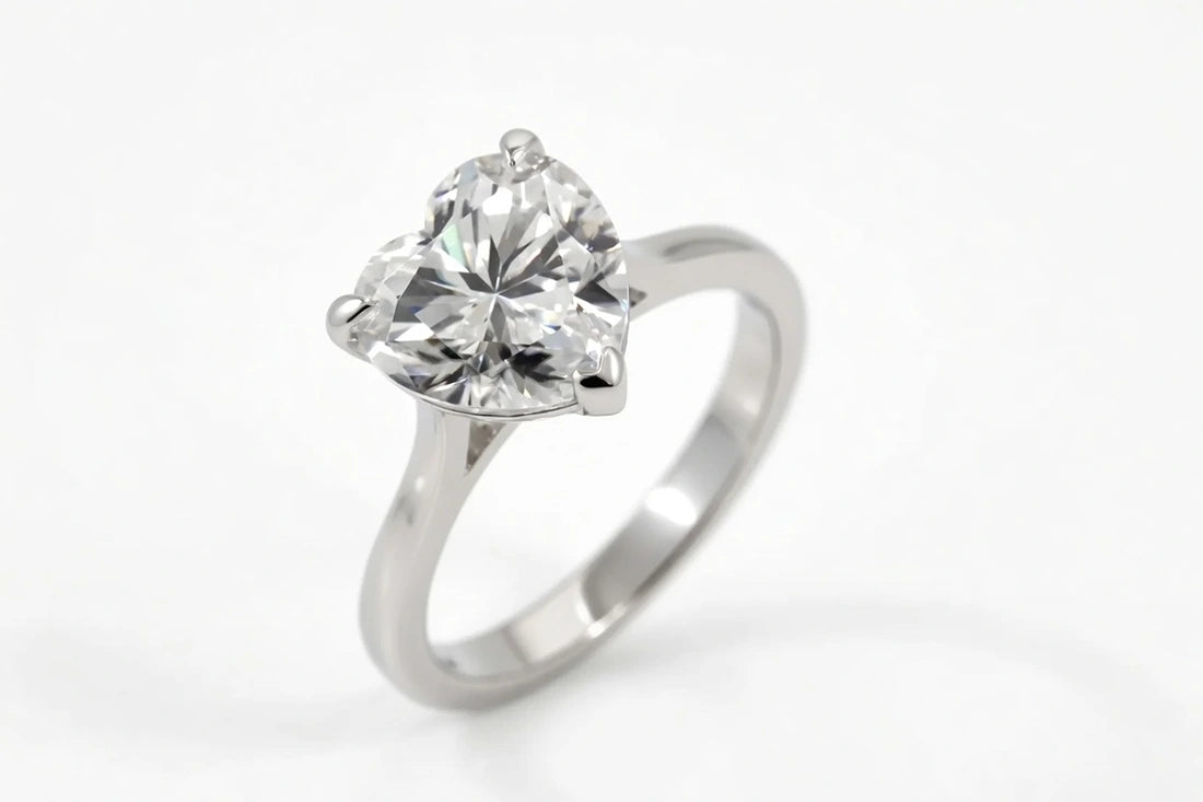 affordable heart cut Platinum 2-carat lab created diamond solitaire engagement ring