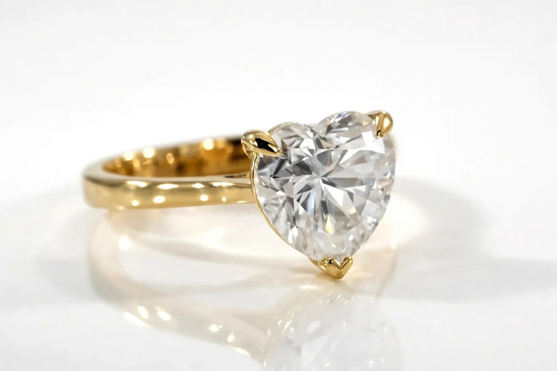 2carat heart cut lab diamond 14k yellow gold solitaire engagement ring