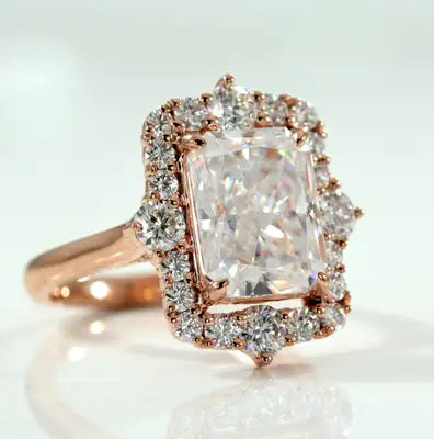antique vintage rose gold halo diamond engagement ring Quorri Canada