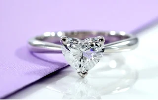 heart cut 18k white gold designer lab diamond engagement ring Quorri