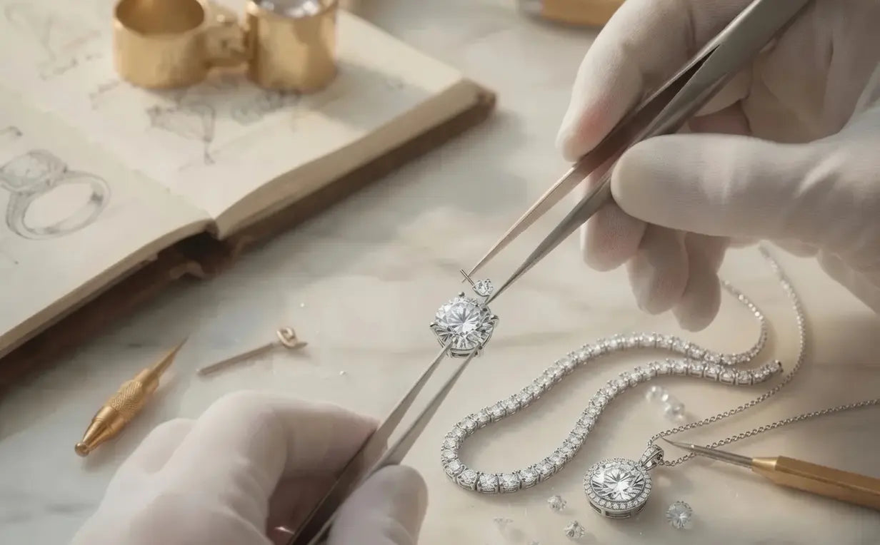 custom lab diamond stud earrings, pendants and tennis bracelets - Ready to Ship at Quorri