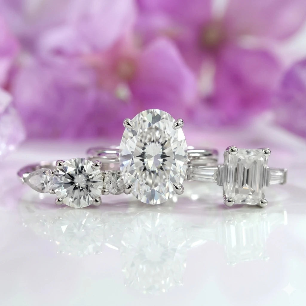 designer lab grown oval round and emerald white gold handcrafted solitaire engagement ring made in Canada gold 