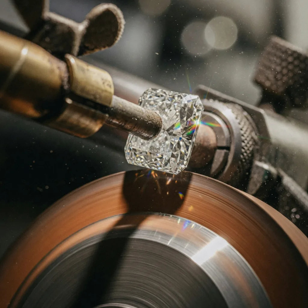 Aterna® Gen 4 VVS1 GIA clarity with high brilliance being polished - Quorri