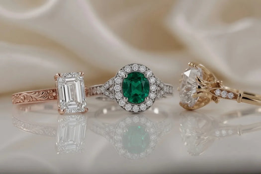 engraved 2 carat emerald lab diamond, green emerald halo and vintage engagement rings - Quorri