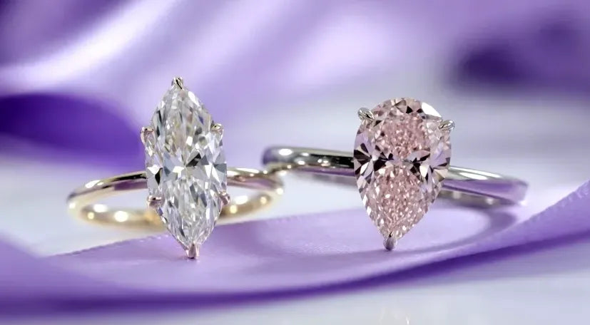 lab diamond marquise engagement ring with a pink diamond engagement ring Quorri