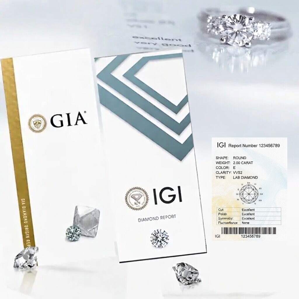 Quorri certified lab grown diamond rings and jewelry come with IGI or GIA certified diamond reports