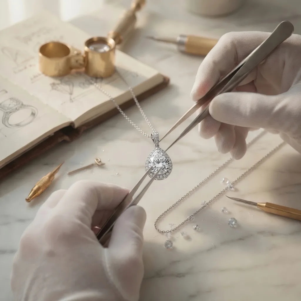 handcrafted lab diamond and moissanite pendants at Quorri