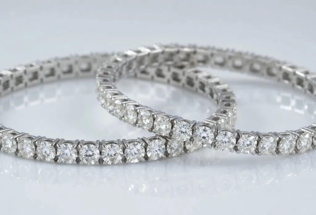 round brilliant lab diamond tennis bracelets in white gold - Quorri