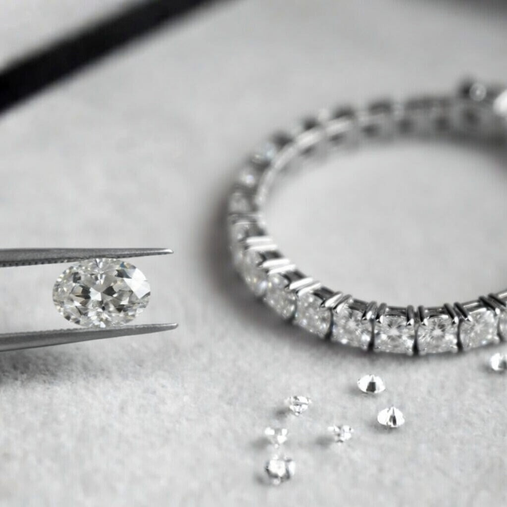 3 ct.tw round lab grown diamond tennis bracelet white gold Quorri