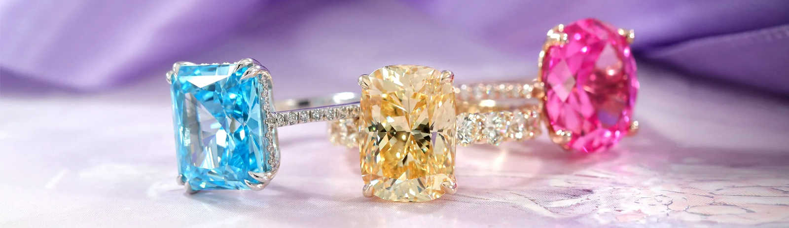 lab grown ruby sapphire emerald gemstone rings by Quorri