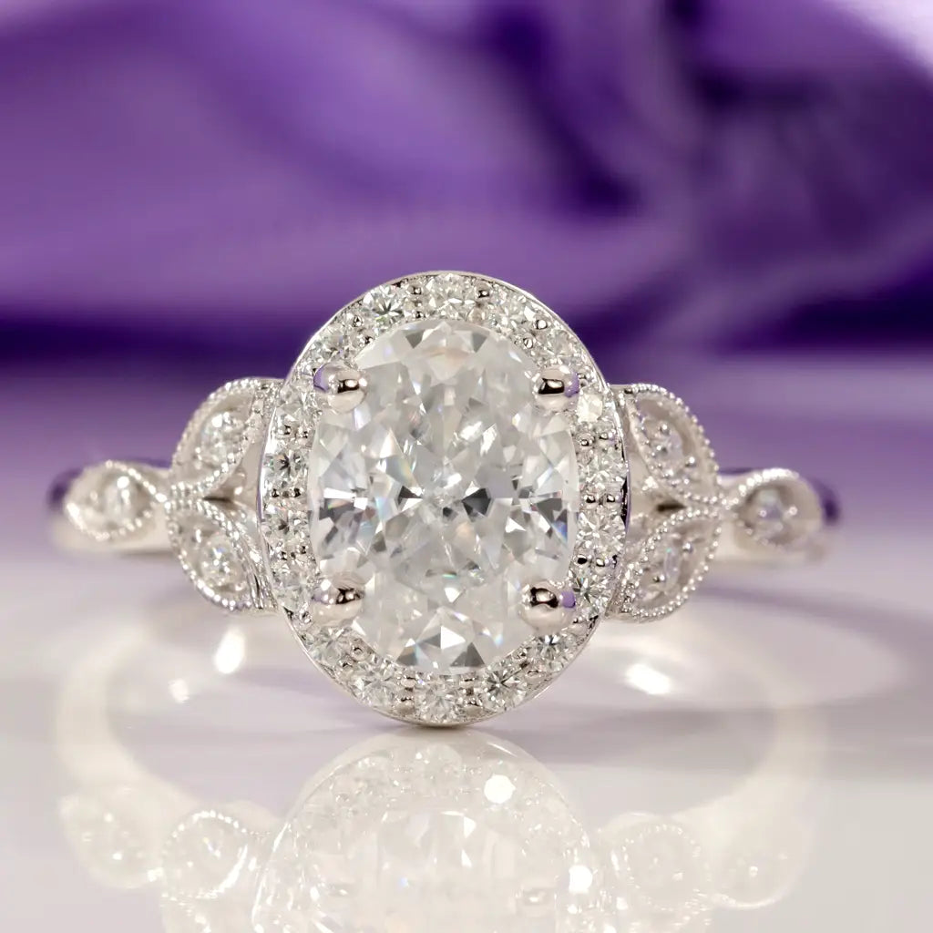 platinum certified oval lab created diamond engagement rings Canada