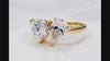 Toi et Moi 2 carat lab grown diamond heart, claw prongs with 2 carat lab diamond pear in yellow gold solitaire ring - Quorri