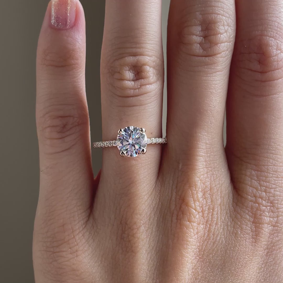 affordable designer 18k yellow gold accented 2 carat round lab diamond engagement ring Quorri