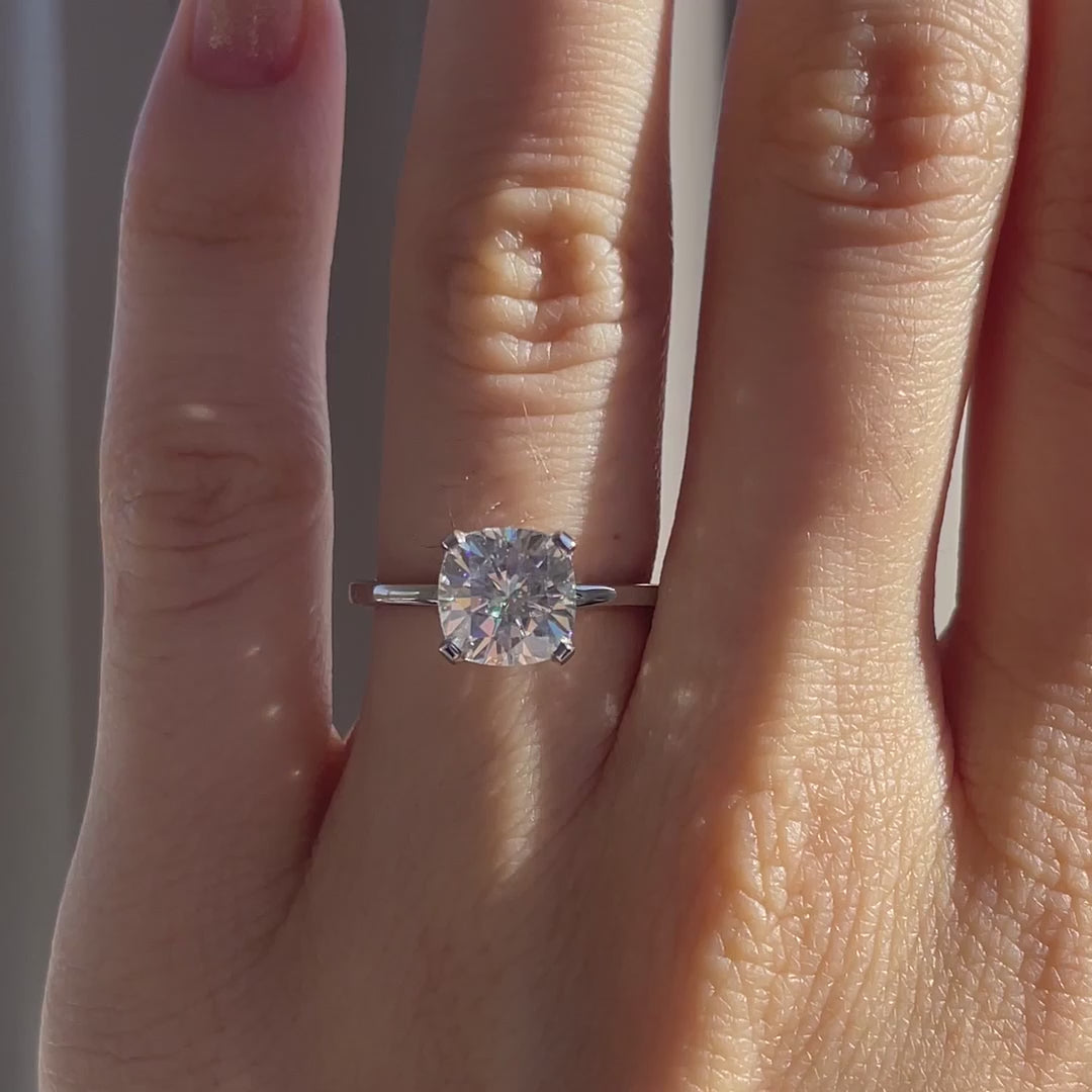 2.5 carat 18k white gold designer accented basket cushion lab diamond engagement ring Quorri