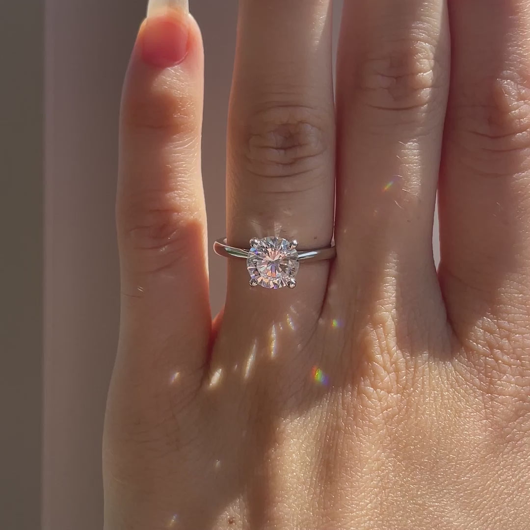 18k white gold affordable 4 prong 2ct round lab diamond solitaire engagement ring Quorri