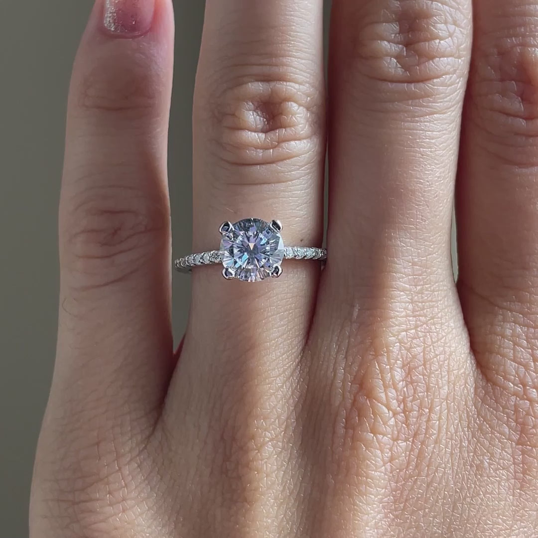 designer affordable 18k white gold accented 2 carat round lab grown diamond engagement ring Quorri