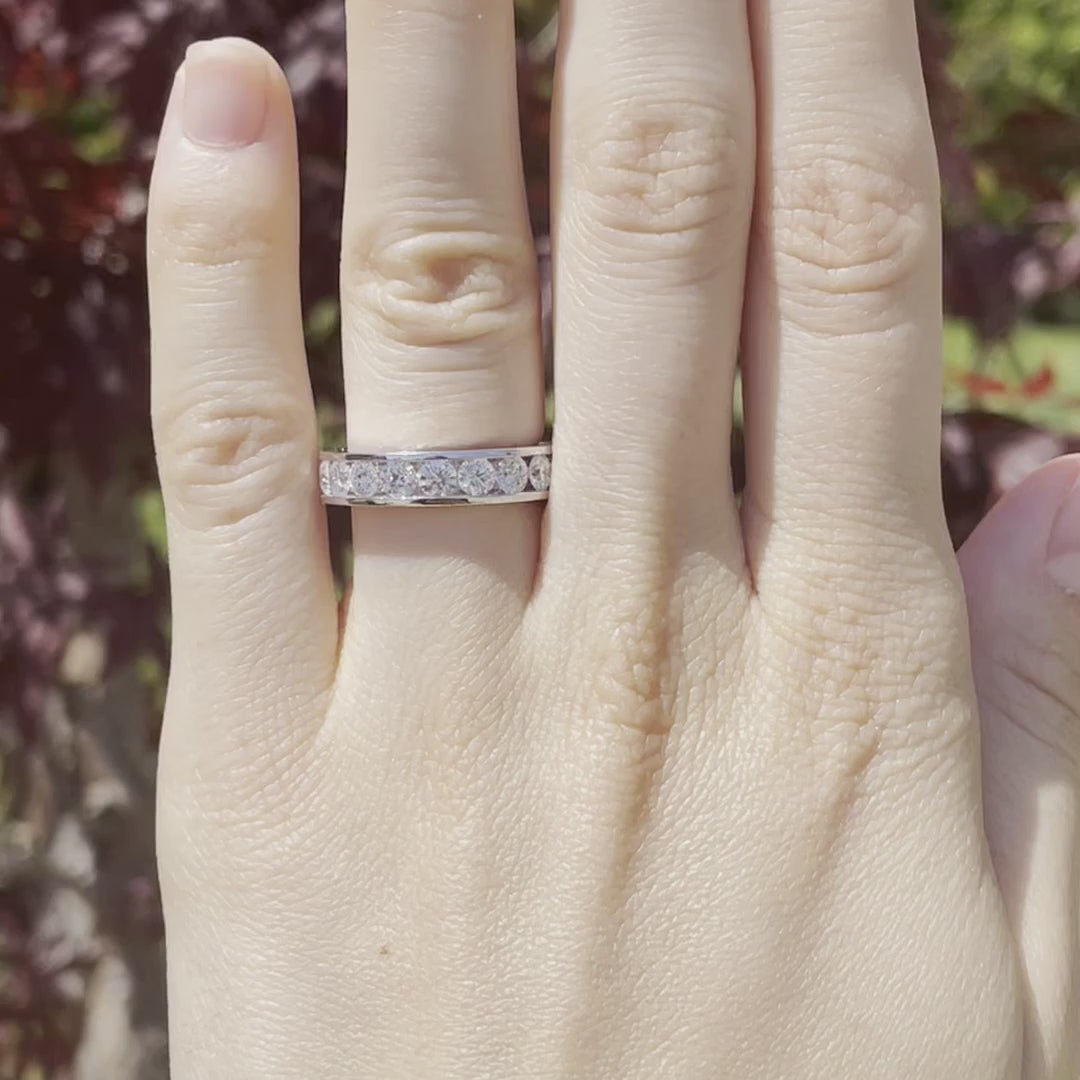 platinum designer 2ct.tw round channel set diamond eternity anniversary and wedding band Quorri