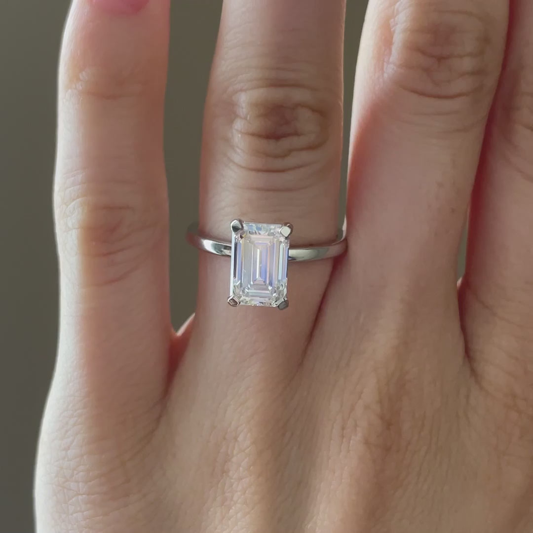 affordable discount 14k white gold 2.50 carat radiant lab created diamond engagement ring Quorri Canada