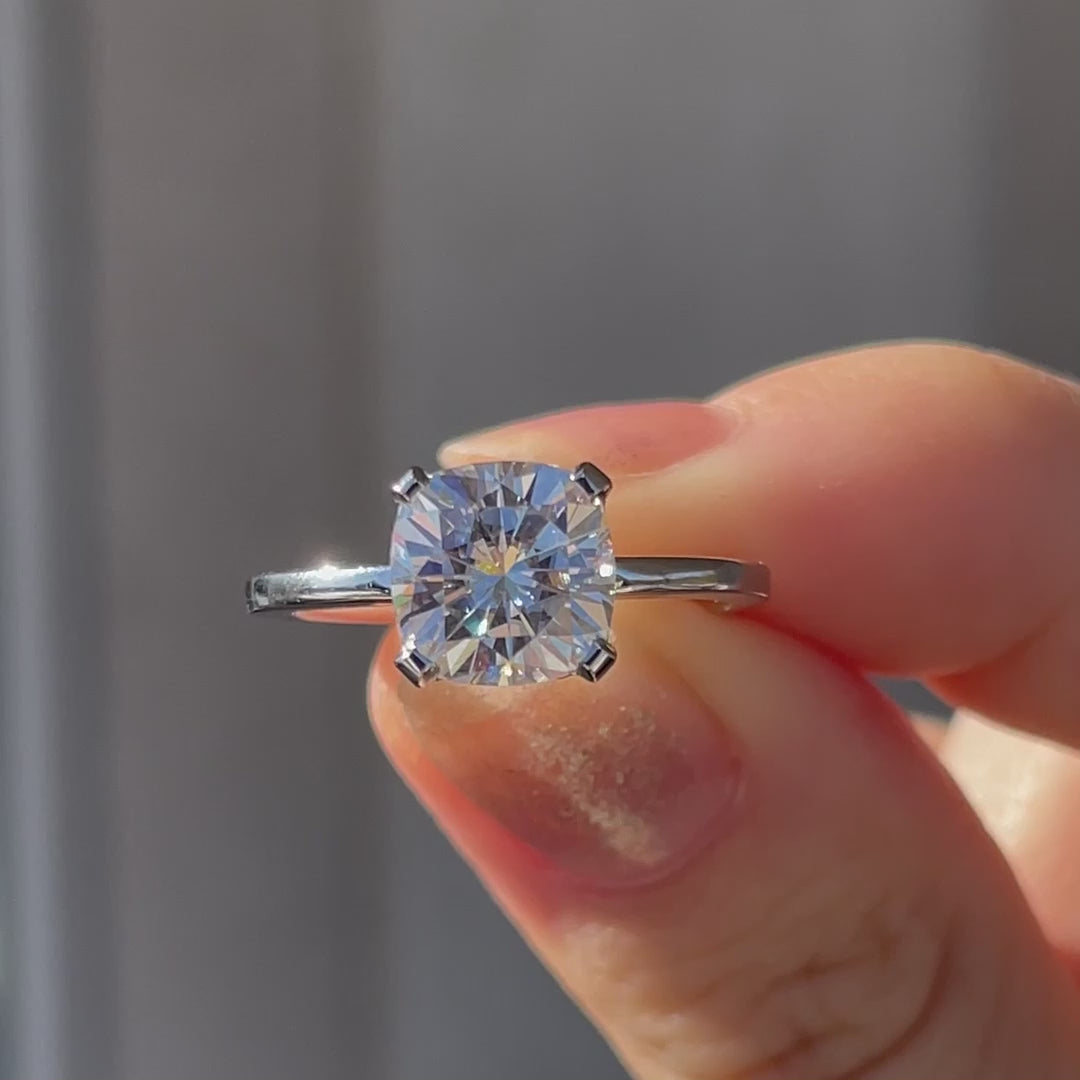 2 carat platinum designer accented basket cushion lab diamond engagement ring Quorri