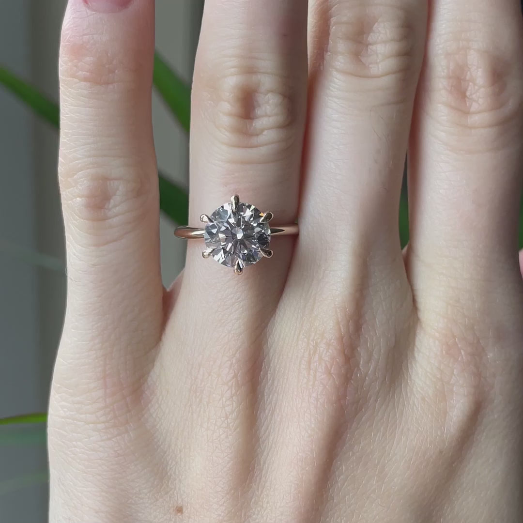 designer 3  carat six prong 18k yellow gold lab diamond engagement solitaire ring Canada