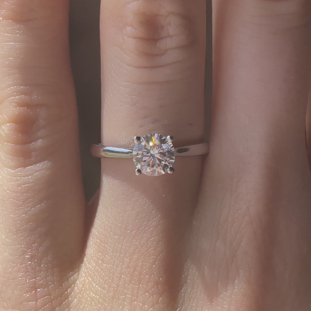 1.5 carat affordable 4 prong 18k white gold lab diamond engagement ring Quorri Canada