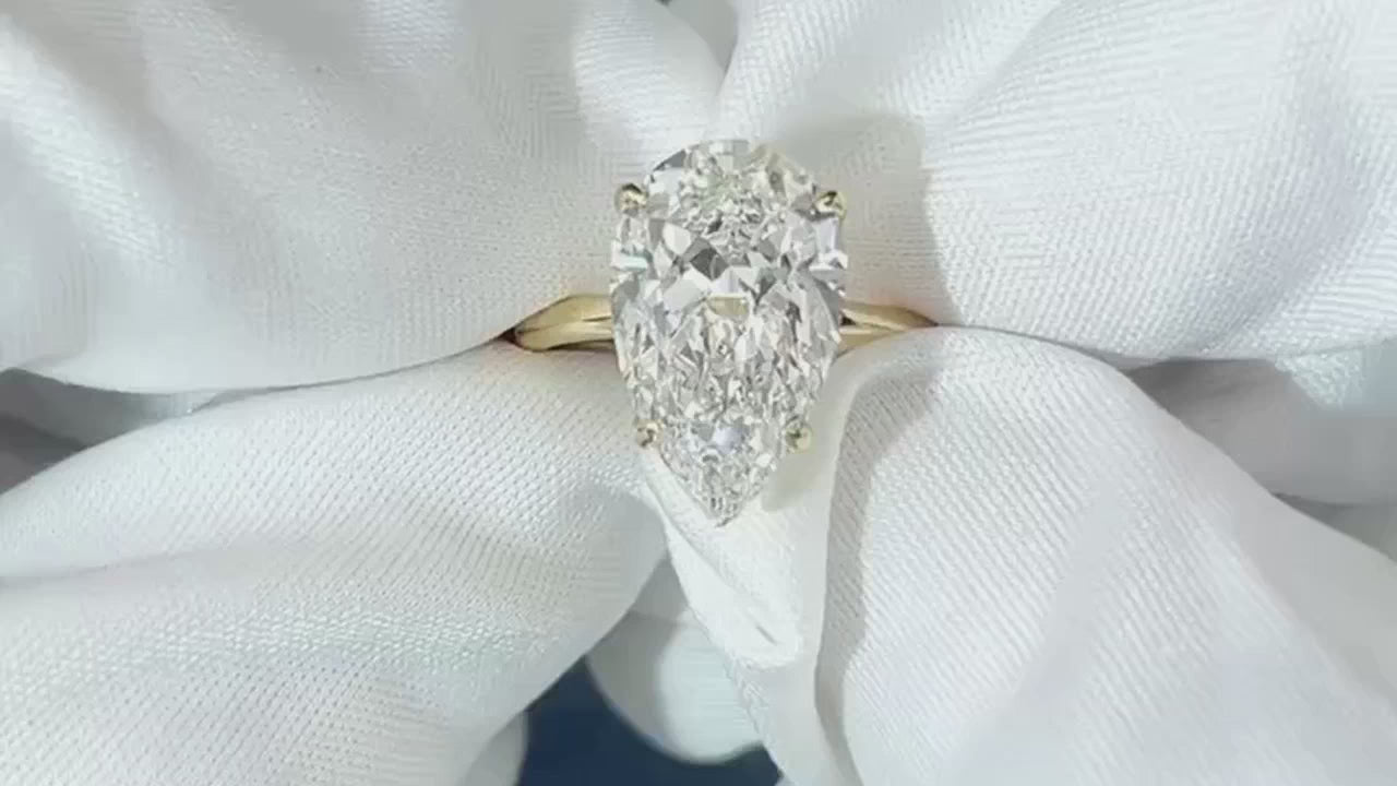 Genesis 2 carat lab diamond pear solitaire engagement ring in yellow gold - Quorri