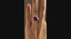 4 carat 18k white gold claw prong halo three stone cushion red ruby lab diamond engagement ring Quorri Canada
