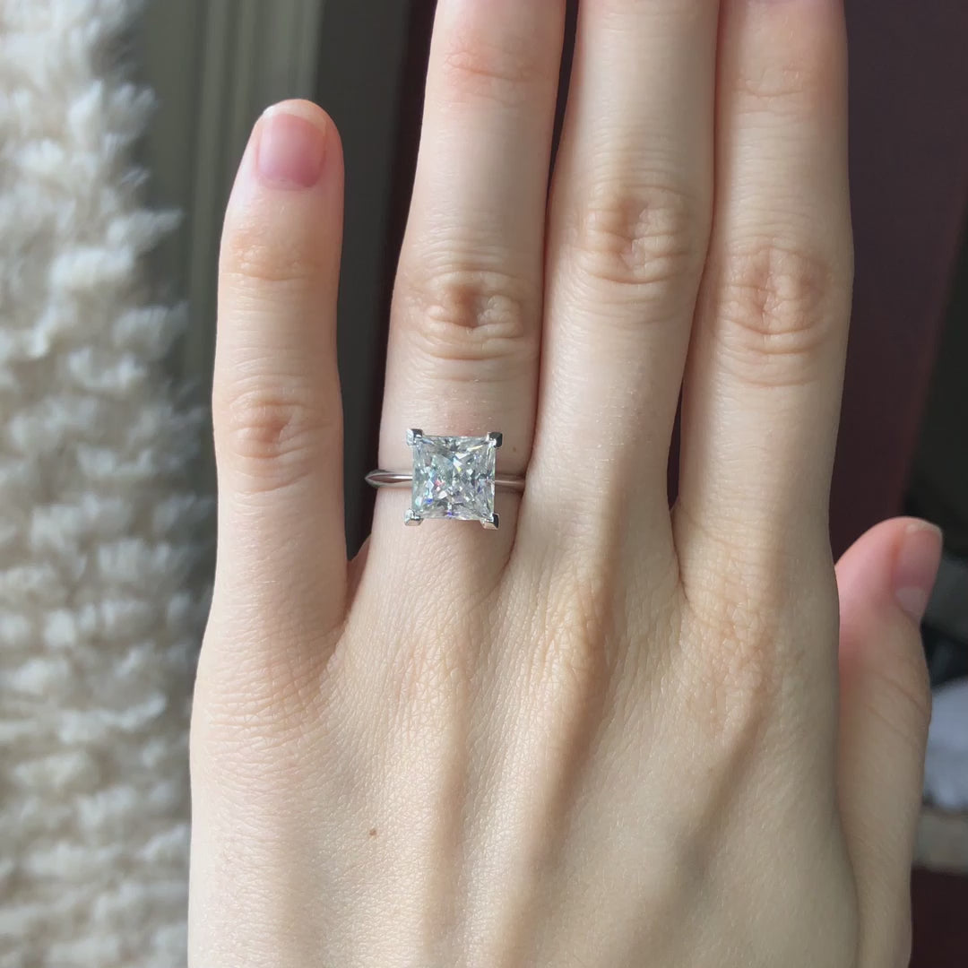 affordable discounted 4 prong 2ct princess cut lab grown diamond solitaire engagement ring and band Canada