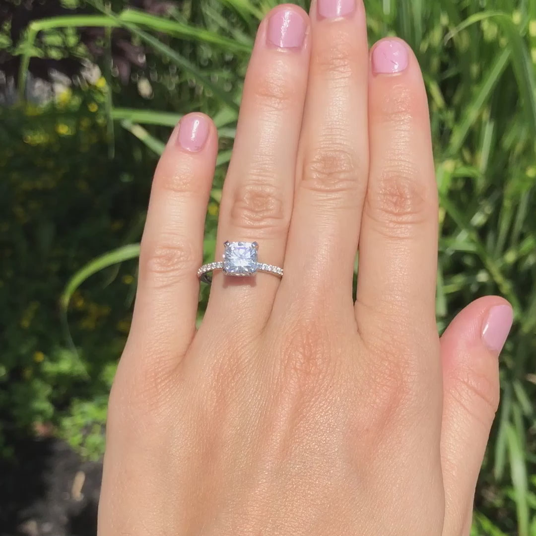 3 carat platinum affordable designer accented cushion lab diamond engagement ring Quorri