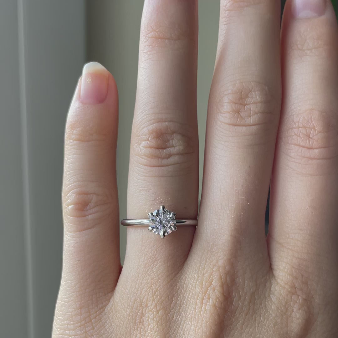 cheap 2.5  carat six prong 18k white gold lab diamond engagement solitaire ring Canada