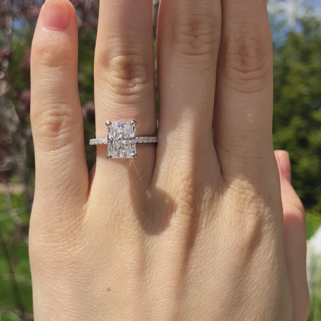 affordable 2ct radiant cut lab grown diamond accented engagement ring Canada