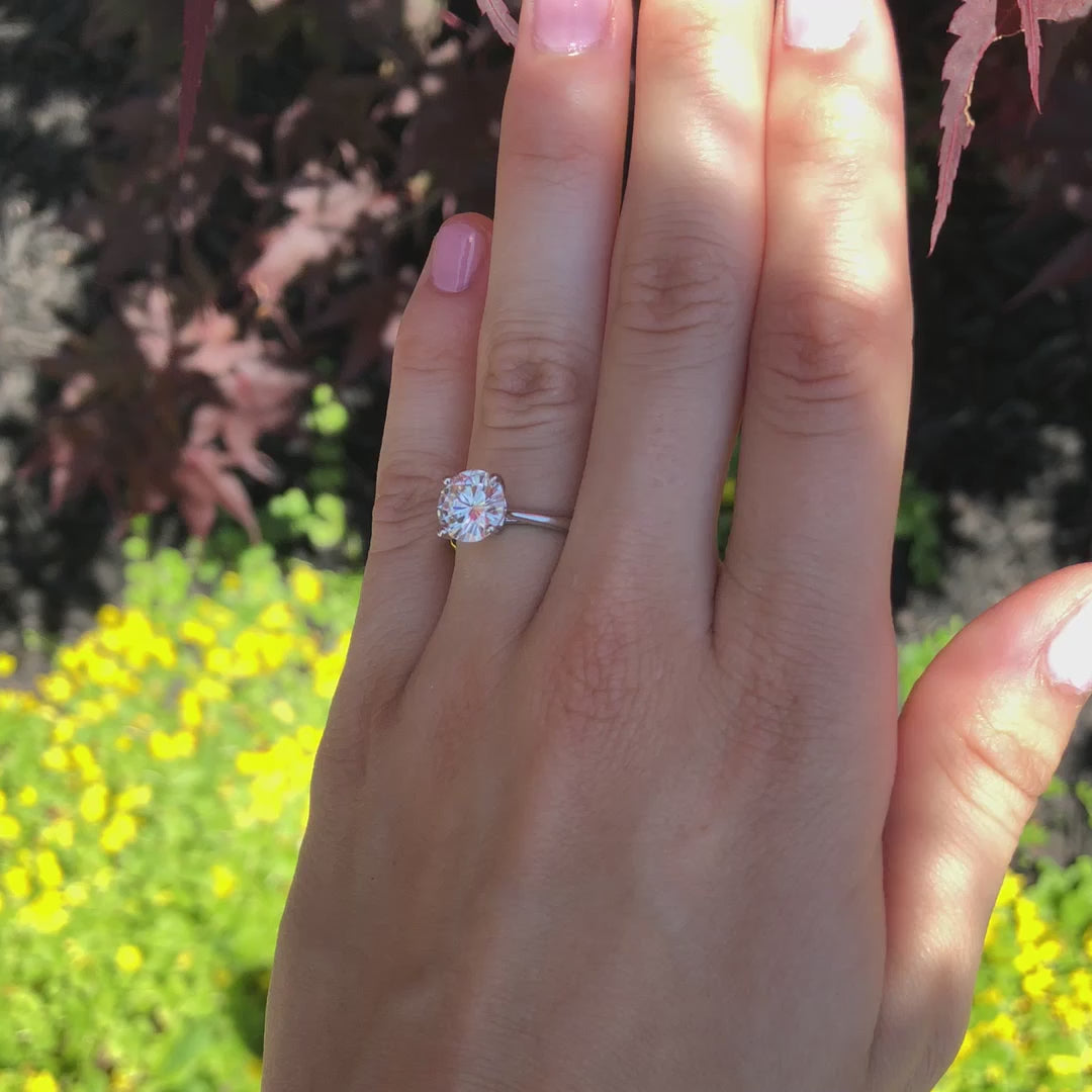 2 carat affordable round lab grown diamond solitaire engagement ring and wedding band set