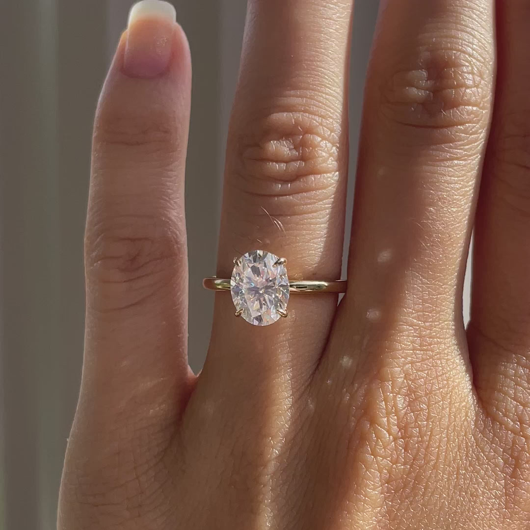 14k yellow gold solitaire ring with 2 carat lab diamond oval at Quorri