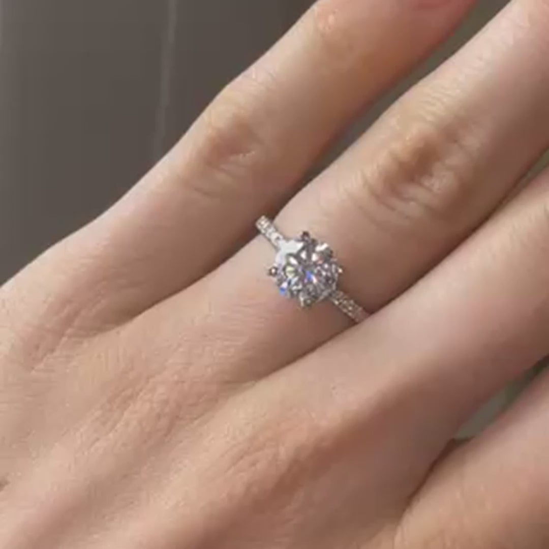 accented solitaire with 2 carat round lab grown diamond in solid gold and platinum Quorri