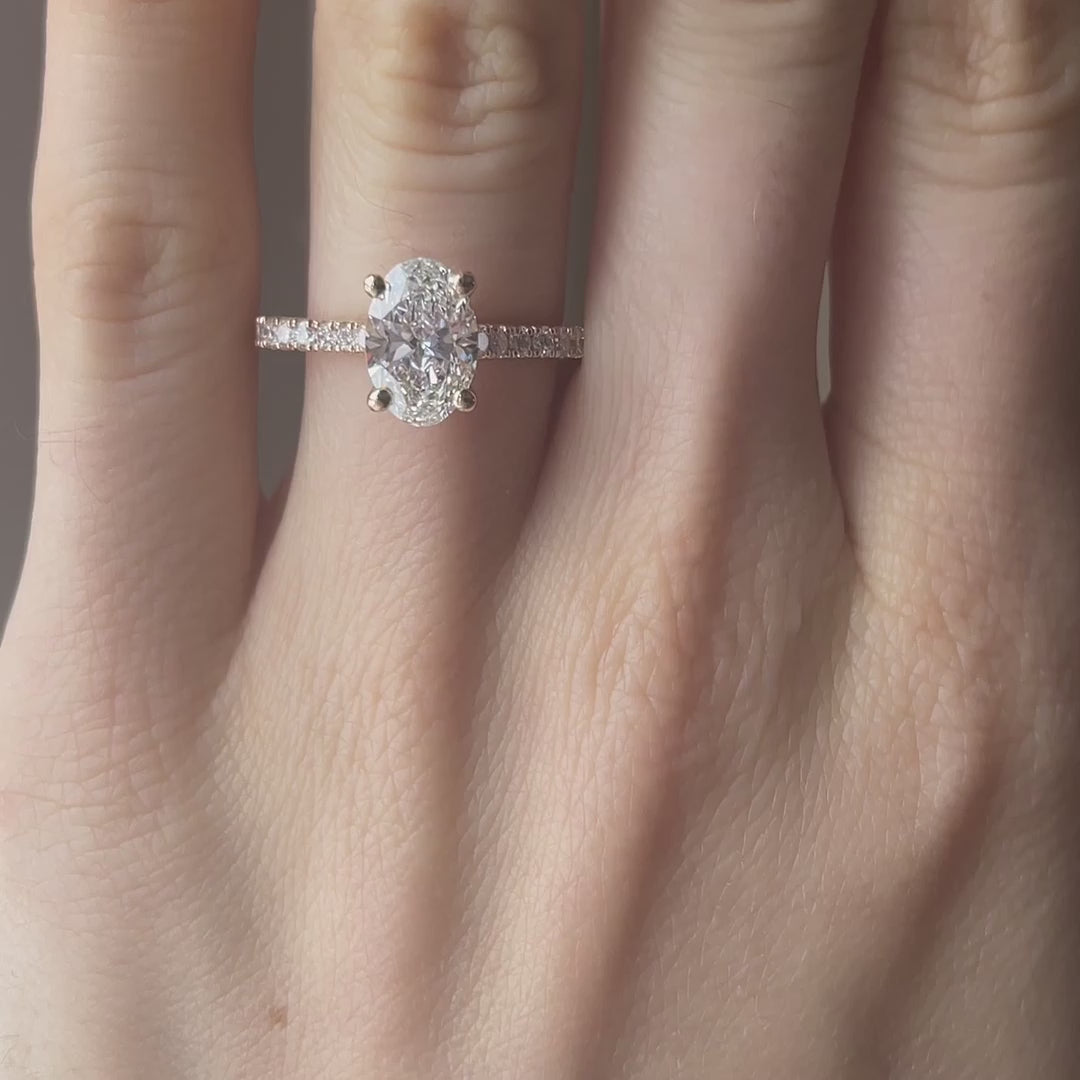 affordable designer 18k yellow gold accented oval 1.5 carat lab grown diamond engagement ring Quorri