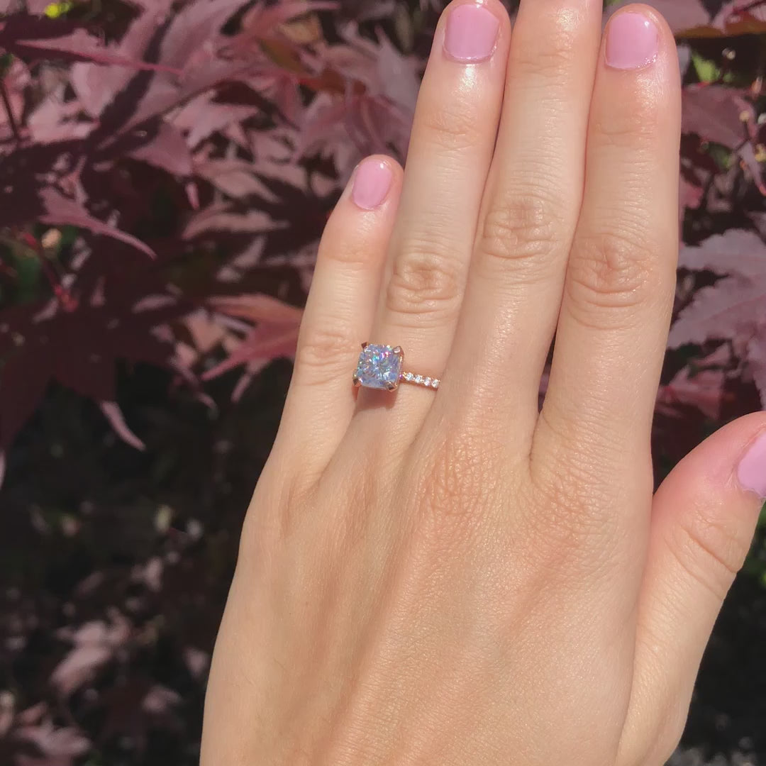 3 carat rose gold affordable designer accented cushion diamond engagement ring Quorri