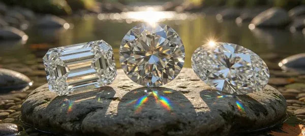 emerald, round, oval lab grown diamonds in nature from Quorri