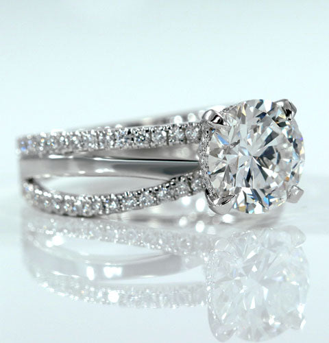 designer multi band 2.5 carat round lab grown diamond engagement ring 14k white gold Quorri